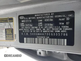 2014 Kia Optima LX with VIN 5XXGM4A73EG335796, listed as a Copart auction lot 89120645 with 199,249 mi miles and Salvage Title. Bid and sale history available at carsss.com. Image 12.