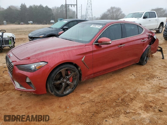 2019 Genesis G70 3.3T Advanced with VIN KMTG34LEXKU021830, listed as a Copart auction lot 85062154 with 81,475 mi miles and Salvage Title. Bid and sale history available at carsss.com. Image 1.