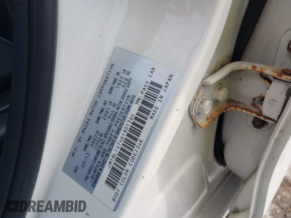2013 Mazda 3 i Touring with VIN JM1BL1V74D1801364, listed as a IAAI auction lot 42075709 with 110,446 mi miles and . Bid and sale history available at DreamBid. Image 9.