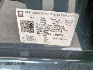2018 GMC Sierra 1500 SLT with VIN 3GTP1NEC1JG448756, listed as a Copart auction lot 56981715 with 67,597 mi miles and Salvage title. Bid and sale history available at DreamBid. Image 12.
