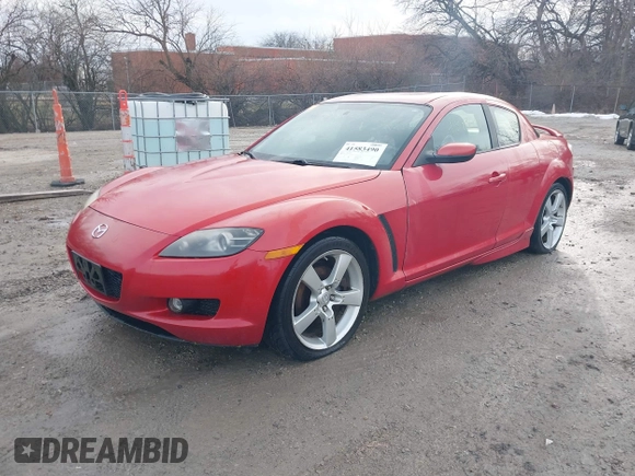 2005 Mazda RX-8 with VIN JM1FE17N850147788, listed as a IAAI auction lot 41583490 with 144,377 mi miles. Bid and sale history available at carsss.com. Image 2.