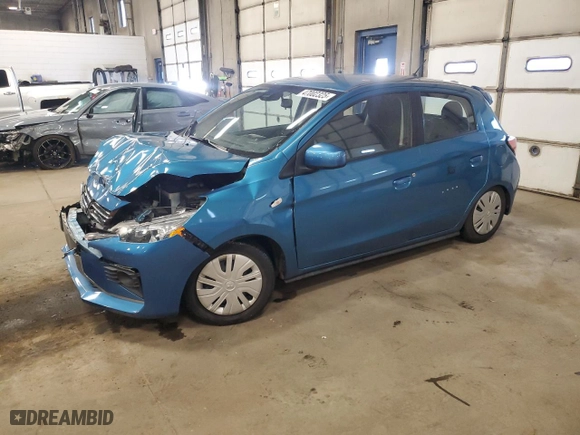 2021 Mitsubishi Mirage ES with VIN ML32AUHJ8MH006939, listed as a Copart auction lot 47002325 with 8,955 mi miles and Salvage Title. Bid and sale history available at carsss.com. Image 1.
