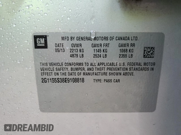 2014 Chevrolet Impala LTZ with VIN 2G1155S38E9108818, listed as a Copart auction lot 50337705 with 140,227 mi miles and Salvage Title. Bid and sale history available at DreamBid. Image 14.