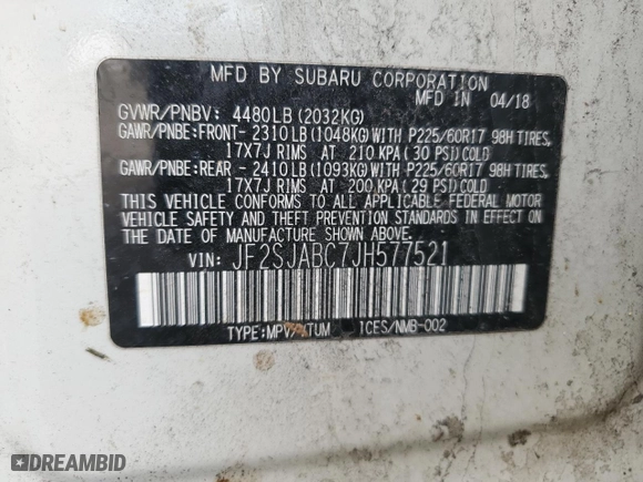 2018 Subaru Forester with VIN JF2SJABC7JH577521, listed as a Copart auction lot 46034405 with 81,021 mi miles and Salvage Title. Bid and sale history available at carsss.com. Image 13.