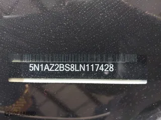 2020 Nissan Murano SV with VIN 5N1AZ2BS8LN117428, listed as a IAAI auction lot 41257451 with 80,457 mi miles. Bid and sale history available at carsss.com. Image 18.