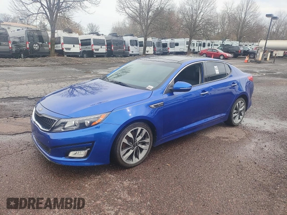 2015 Kia Optima SX Turbo with VIN 5XXGR4A62FG436001, listed as a Copart auction lot 52134035 with 90,737 mi miles and Clean Title. Bid and sale history available at carsss.com. Image 2.