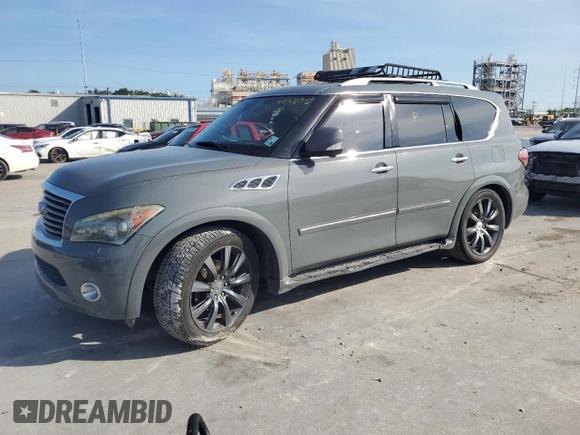2012 Infiniti QX56 8-passenger with VIN JN8AZ2ND7C9715587, listed as a Copart auction lot 64508345 with 217,786 mi miles and Salvage title. Bid and sale history available at DreamBid. Image 1.