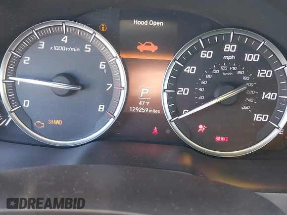 2016 Acura MDX with VIN 5FRYD4H27GB043605, listed as a IAAI auction lot 41402737 with 129,259 mi miles. Bid and sale history available at carsss.com. Image 7.