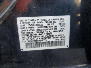 2006 Honda Ridgeline RTL z VIN 2HJYK16586H545773, wystawiony jako Copart lot #58658325 z przebiegiem 166 355 mil mil oraz Czysty tytuł • Clean title. Historia ofert i sprzedaży dostępna na DreamBid. Obrazek 12.