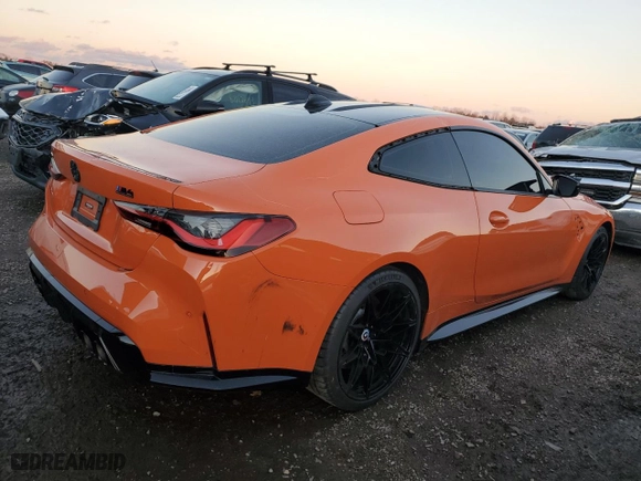 2023 BMW M4 Competition xDrive with VIN WBS43AZ0XPCM17189, listed as a Copart auction lot 80914774 with NaN miles and Salvage Title. Bid and sale history available at carsss.com. Image 3.