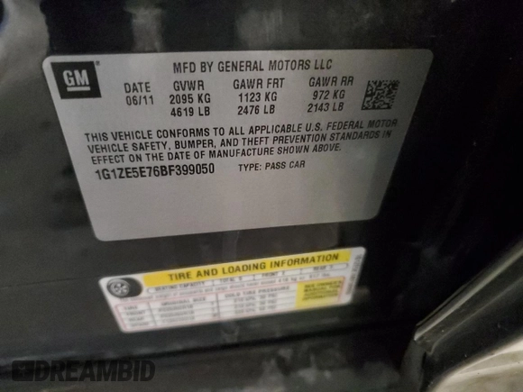 2011 Chevrolet Malibu LTZ with VIN 1G1ZE5E76BF399050, listed as a Copart auction lot 47359865 with 159,672 mi miles and Salvage Title. Bid and sale history available at DreamBid. Image 12.