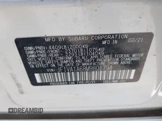 2021 Subaru WRX z VIN JF1VA1A68M9801794, wystawiony jako IAAI lot #42421444 z przebiegiem 100 920 mil mil oraz . Historia ofert i sprzedaży dostępna na DreamBid. Obrazek 9.