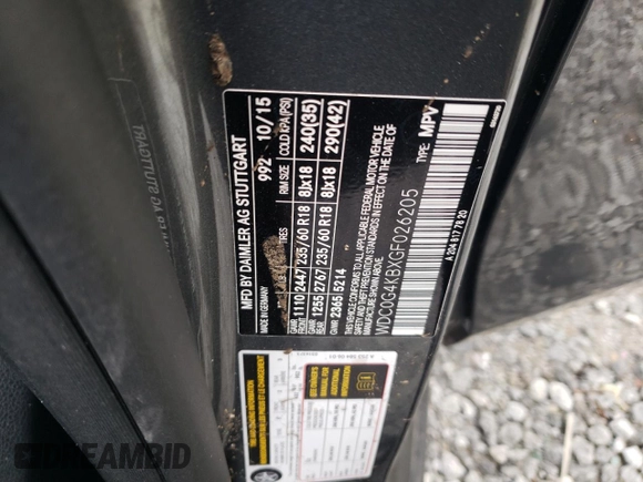 2016 Mercedes-Benz GLC with VIN WDC0G4KBXGF026205, listed as a Copart auction lot 48024815 with 0 mi miles and Salvage Title. Bid and sale history available at carsss.com. Image 14.