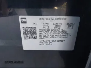 2022 Chevrolet Malibu LS with VIN 1G1ZB5ST6NF209407, listed as a IAAI auction lot 41803007 with 65,602 mi miles and . Bid and sale history available at DreamBid. Image 9.