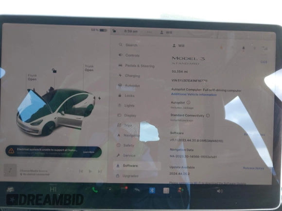 2022 Tesla Model 3 with VIN 5YJ3E1EA1NF167711, listed as a IAAI auction lot 41594266 with 50,554 mi miles and . Bid and sale history available at DreamBid. Image 18.