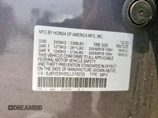 2020 Acura MDX z VIN 5J8YD3H30LL018235, wystawiony jako Copart lot #57853175 z przebiegiem 40 510 mil mil oraz Szkoda całkowita • Salvage title. Historia ofert i sprzedaży dostępna na DreamBid. Obrazek 13.