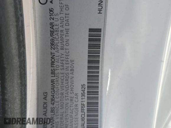 2015 Audi A3 1.8T Premium with VIN WAU6CLFF5F1135425, listed as a Copart auction lot 43314875 with 48,769 mi miles and Salvage Title. Bid and sale history available at carsss.com. Image 13.