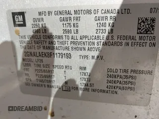 2015 Chevrolet Equinox LS with VIN 2GNALAEK8F1179193, listed as a IAAI auction lot 42106476 with 129,296 mi miles. Bid and sale history available at carsss.com. Image 9.