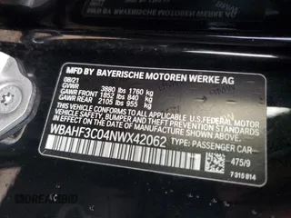 2022 BMW Z4 sDrive30i with VIN WBAHF3C04NWX42062, listed as a Copart auction lot 84463034 with 0 mi miles and Salvage Title. Bid and sale history available at carsss.com. Image 12.