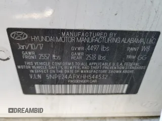 2017 Hyundai Sonata SE with VIN 5NPE24AFXHH544532, listed as a Copart auction lot 87716015 with 92,091 mi miles and Salvage Title. Bid and sale history available at DreamBid. Image 13.