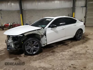 2021 Acura TLX w/A-Spec Package with VIN 19UUB5F5XMA015666, listed as a Copart auction lot 47627495 with 0 mi miles and Salvage Title. Bid and sale history available at carsss.com. Image 1.