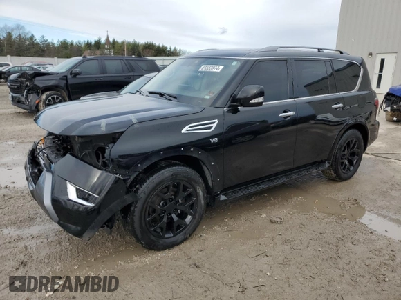 2021 Nissan Armada SV z VIN JN8AY2ADXM9662510, wystawiony jako Copart lot #81333914 z przebiegiem 97 166 mil mil oraz Nie do naprawy • Non repairable. Historia ofert i sprzedaży dostępna na DreamBid. Obrazek 1.