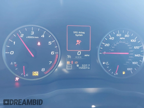 2022 Subaru WRX Premium with VIN JF1VBAF62N9029543, listed as a IAAI auction lot 41642982 with 15,597 mi miles and . Bid and sale history available at DreamBid. Image 7.