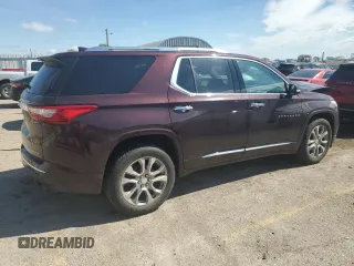 2018 Chevrolet Traverse Premier z VIN 1GNERKKW3JJ127918, wystawiony jako Copart lot #55438525 z przebiegiem 134 336 mil mil oraz Szkoda całkowita • Salvage title. Historia ofert i sprzedaży dostępna na DreamBid. Obrazek 3.