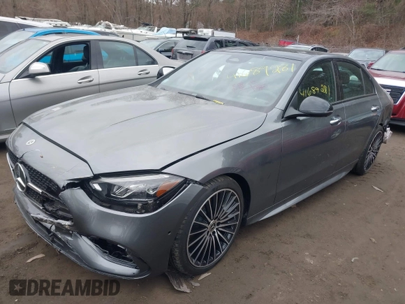 2025 Mercedes-Benz C 300 with VIN W1KAF4HB8SR243351, listed as a IAAI auction lot 41689281 with 991 mi miles and . Bid and sale history available at DreamBid. Image 2.