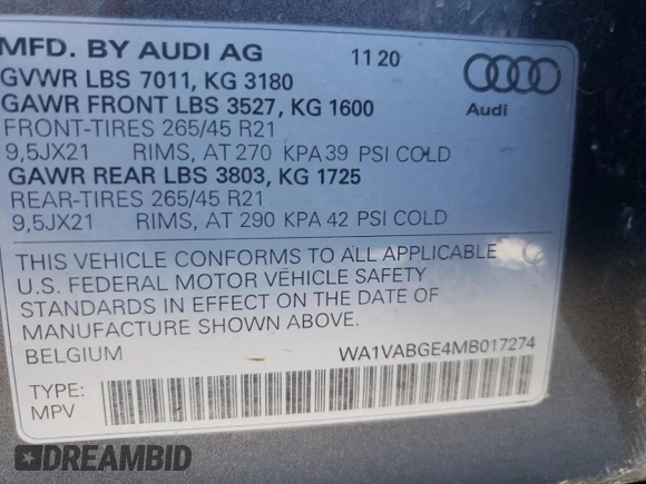 2021 Audi e-tron Prestige with VIN WA1VABGE4MB017274, listed as a Copart auction lot 51083674 with 19,102 mi miles and Clean title. Bid and sale history available at DreamBid. Image 14.