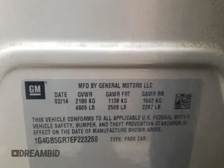 2014 Buick LaCrosse Leather with VIN 1G4GB5GR7EF223260, listed as a Copart auction lot 48387735 with 156,506 mi miles and Non Repairable. Bid and sale history available at DreamBid. Image 13.