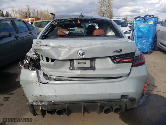 2022 BMW M3 Competition xDrive with VIN WBS43AY07NFM10293, listed as a Copart auction lot 71593734 with 0 mi miles and Salvage Title. Bid and sale history available at carsss.com. Image 6.
