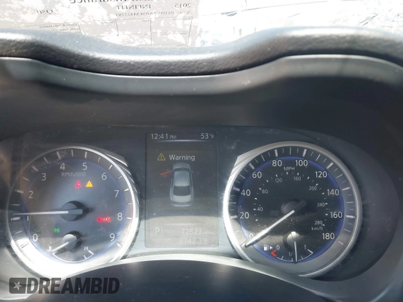 2015 Infiniti Q50 with VIN JN1BV7AR2FM423781, listed as a IAAI auction lot 41803765 with 72,623 mi miles. Bid and sale history available at carsss.com. Image 7.