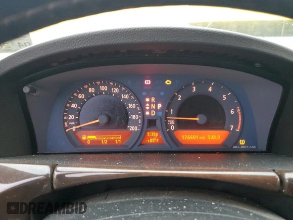 2008 BMW 7 Series 750i with VIN WBAHL83598DT89674, listed as a Copart auction lot 80121224 with 176,601 mi miles and Salvage Title. Bid and sale history available at DreamBid. Image 9.