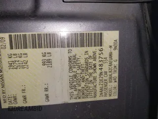 2009 Nissan Altima 2.5 S with VIN 1N4AL21E29N483756, listed as a IAAI auction lot 41270057 with 134,223 mi miles. Bid and sale history available at carsss.com. Image 9.