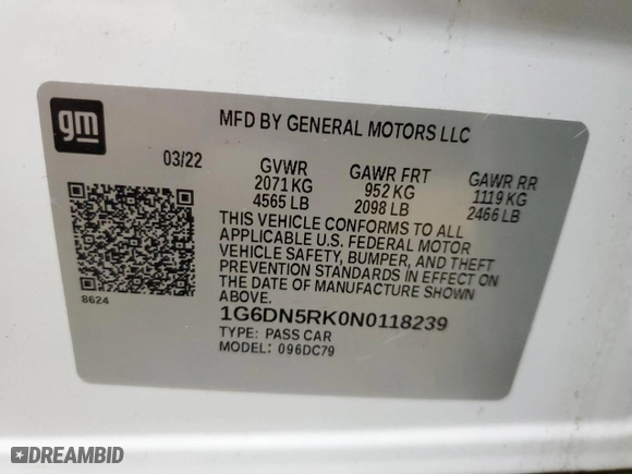 2022 Cadillac CT5 Premium Luxury with VIN 1G6DN5RK0N0118239, listed as a Copart auction lot 88037475 with 14,668 mi miles and Salvage Title. Bid and sale history available at carsss.com. Image 12.