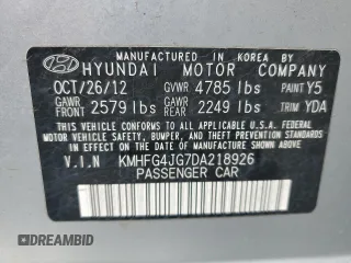 2013 Hyundai Azera z VIN KMHFG4JG7DA218926, wystawiony jako Copart lot #57419495 z przebiegiem 90 968 mil mil oraz Szkoda całkowita • Salvage title. Historia ofert i sprzedaży dostępna na DreamBid. Obrazek 12.