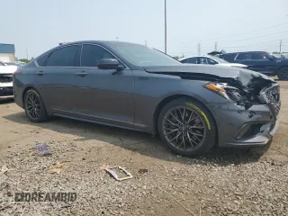 2018 Genesis G80 Sport with VIN KMHGN4JB0JU257124, listed as a Copart auction lot 59428525 with 92,157 mi miles and Salvage title. Bid and sale history available at DreamBid. Image 4.