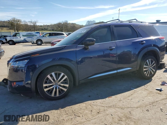 2022 Nissan Pathfinder Platinum with VIN 5N1DR3DH1NC219172, listed as a Copart auction lot 80288214 with 57,108 mi miles and Salvage title. Bid and sale history available at DreamBid. Image 1.
