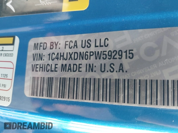 2023 Jeep Wrangler Sport S with VIN 1C4HJXDN6PW592915, listed as a IAAI auction lot 41662077 with 43,129 mi miles and . Bid and sale history available at DreamBid. Image 9.