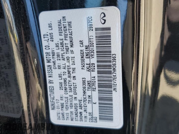 2017 Infiniti Q60 Sport with VIN JN1EV7EK7HM363963, listed as a Copart auction lot 57836545 with 117,785 mi miles and Salvage title. Bid and sale history available at DreamBid. Image 12.