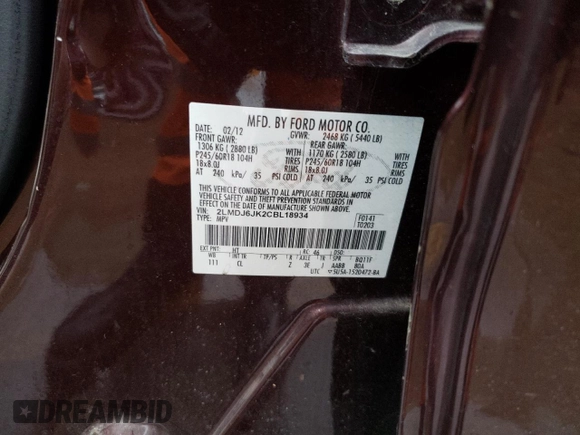 2012 Lincoln MKX with VIN 2LMDJ6JK2CBL18934, listed as a Copart auction lot 86806504 with 83,228 mi miles and Salvage Title. Bid and sale history available at carsss.com. Image 14.