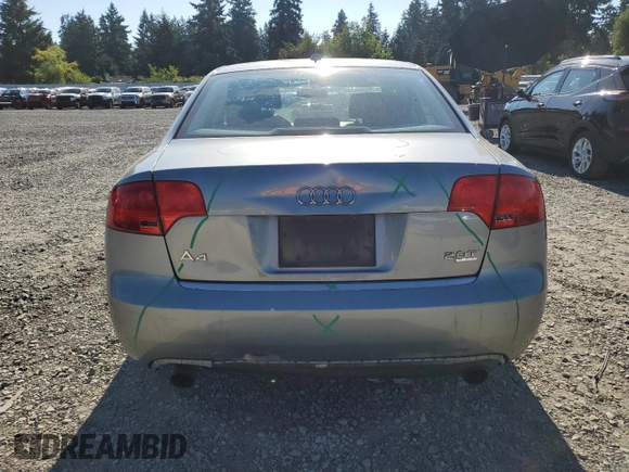 2007 Audi A4 2.0T with VIN WAUDF78E07A170949, listed as a Copart auction lot 63850645 with 176,621 mi miles and Salvage title. Bid and sale history available at DreamBid. Image 6.