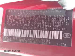 2023 Toyota Camry SE with VIN 4T1G11AK9PU157316, listed as a IAAI auction lot 41595697 with 60,233 mi miles and . Bid and sale history available at DreamBid. Image 9.