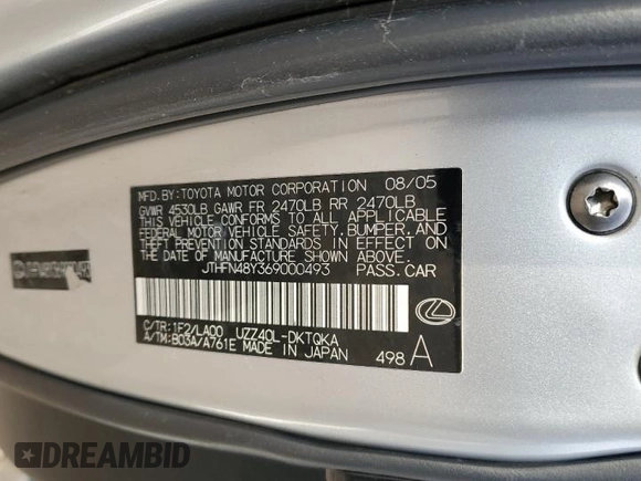 2006 Lexus SC 430 z VIN JTHFN48Y369000493, wystawiony jako Copart lot #46929945 z przebiegiem 141 704 mil mil oraz Szkody całkowita. Historia ofert i sprzedaży dostępna na DreamBid. Obrazek 12.