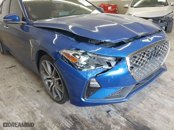 2021 Genesis G70 2.0T with VIN KMTG44LA4MU073743, listed as a IAAI auction lot 41665971 with 43,061 mi miles. Bid and sale history available at carsss.com. Image 6.