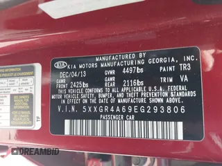 2014 Kia Optima SXL Turbo with VIN 5XXGR4A69EG293806, listed as a IAAI auction lot 42088106 with Not Provided miles and . Bid and sale history available at DreamBid. Image 9.