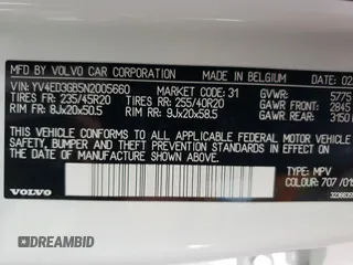2022 Volvo C40 Recharge Pure Electric Ultimate with VIN YV4ED3GB5N2005660, listed as a Copart auction lot 48310004 with 21,313 mi miles. Bid and sale history available at carsss.com. Image 14.
