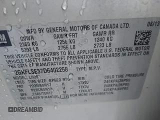 2013 GMC Terrain SLE with VIN 2GKFLSE37D6402258, listed as a IAAI auction lot 41415429 with 244,906 mi miles. Bid and sale history available at carsss.com. Image 9.