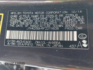 2015 Lexus CT 200h с VIN JTHKD5BH9F2219838, выставлен на аукционе IAAI как лот 41416414 с пробегом 149 986 миль миль и . История ставок и продаж доступна на DreamBid. Изображение 9.